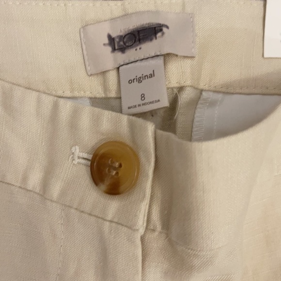 LOFT NWT Original Linen Beige Crop Pants 8 - Picture 4 of 14